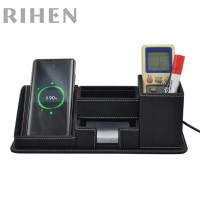 Wireless charging pu desktop organizer