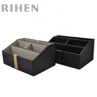 Wholesale Leather 4-Compartments Desktop organizer Storage Box