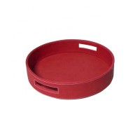 With colorful round gift tray pu leather for accessories storage plate